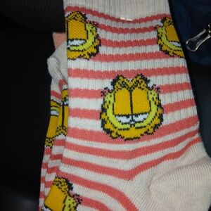 X2 Pairs Garfield 'Whatever' Peach & white Casual Socks